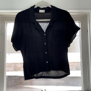 Aritzia- black cropped button down blouse